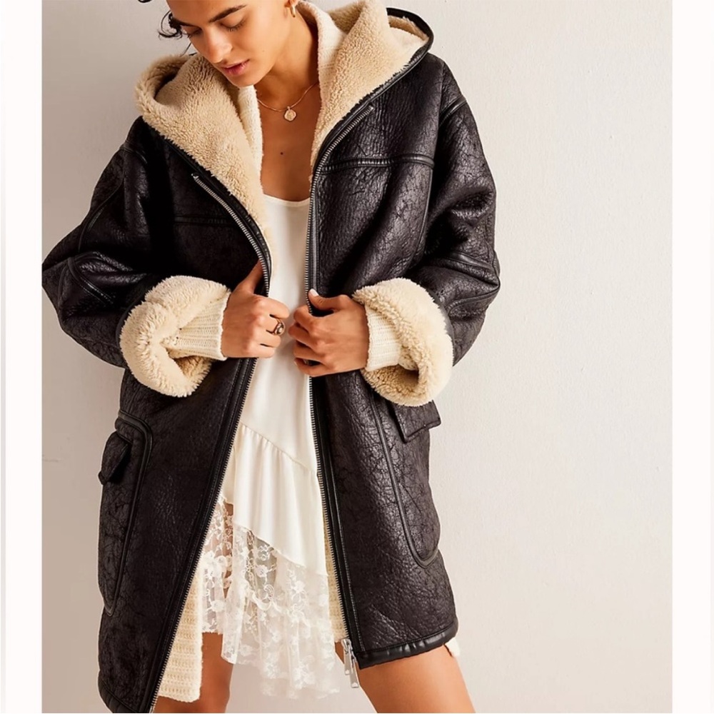 Free People We The Free Miller vegan leather oversized coat